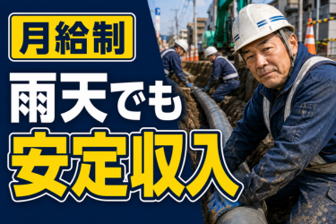 【雨天も給与カットなし】基本給32.6万～上下水道工事指定店の配管工